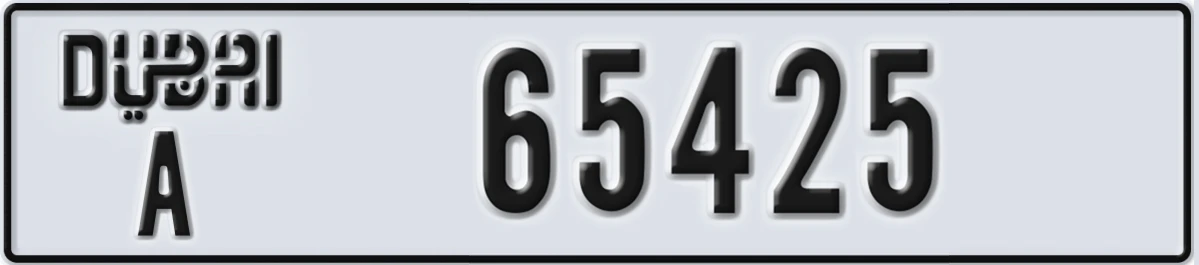 UAE License Plate Dubai A 65425