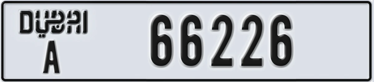 UAE License Plate Dubai A 66226