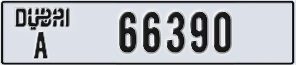 UAE License Plate Dubai A 66390