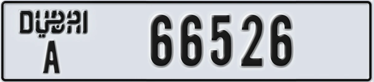 UAE License Plate Dubai A 66526
