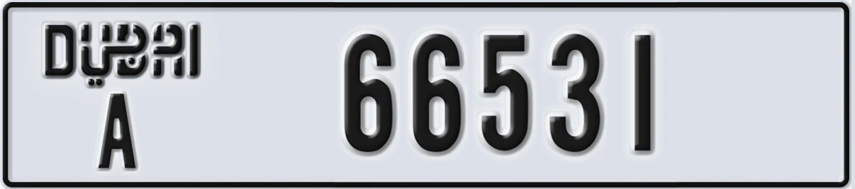 UAE License Plate Dubai A 66531