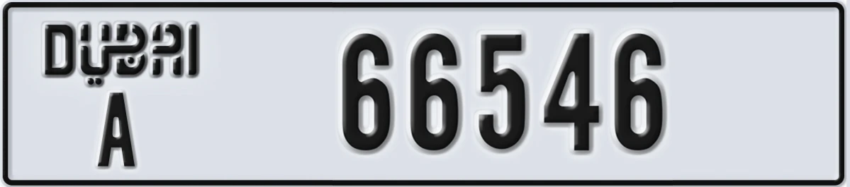 UAE License Plate Dubai A 66546