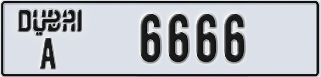UAE License Plate Dubai A 666X6
