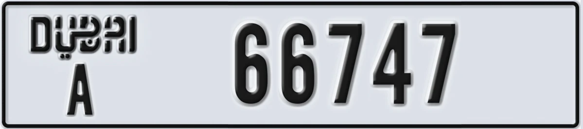 UAE License Plate Dubai A 66747