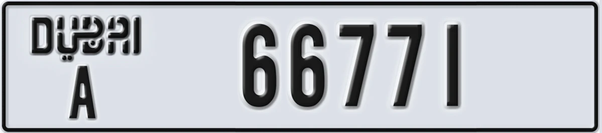 UAE License Plate Dubai A 66771