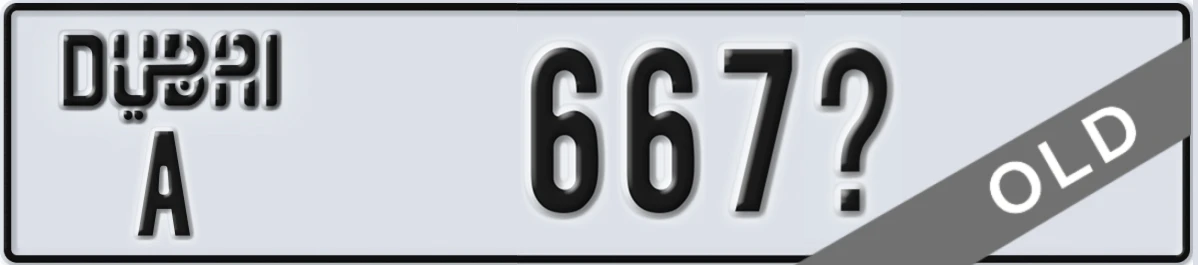 UAE License Plate Dubai A 667X