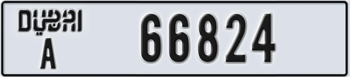 UAE License Plate Dubai A 66824
