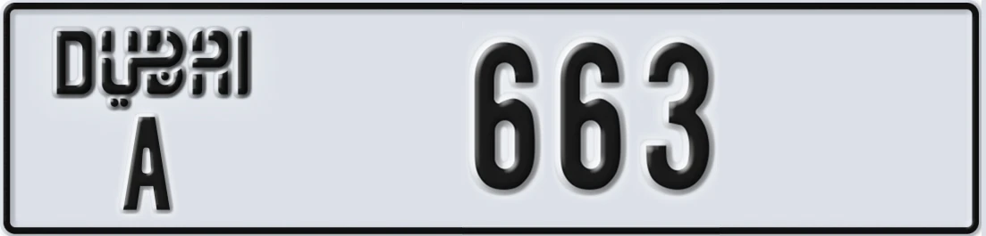 UAE License Plate Dubai A 66X3