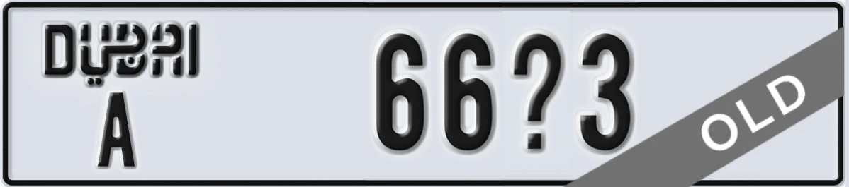 UAE License Plate Dubai A 66X3