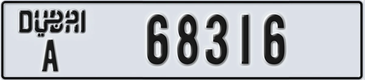 UAE License Plate Dubai A 68316