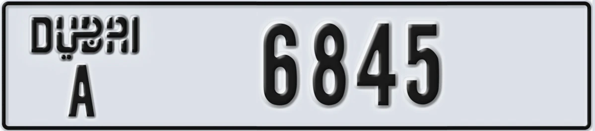 UAE License Plate Dubai A 6845