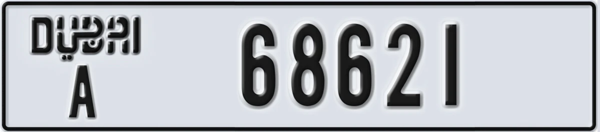 UAE License Plate Dubai A 68621