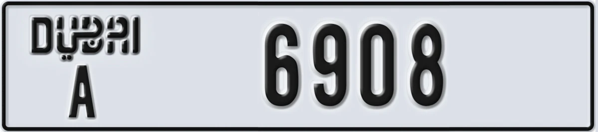 UAE License Plate Dubai A 6908