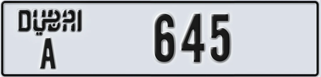 UAE License Plate Dubai A 6X45