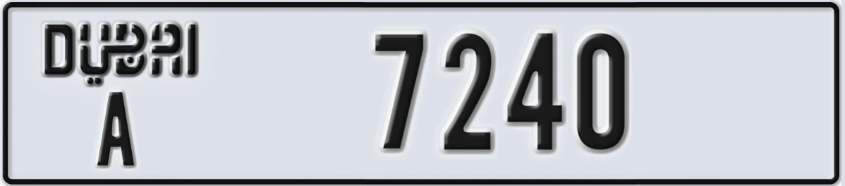 UAE License Plate Dubai A 7240