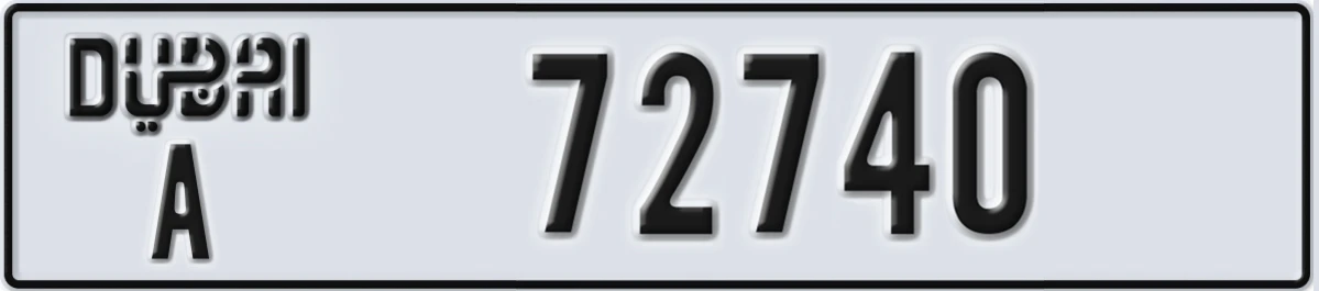 UAE License Plate Dubai A 72740