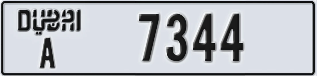 UAE License Plate Dubai A 734X4