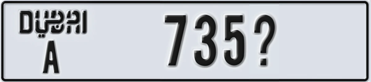 UAE License Plate Dubai A 735X