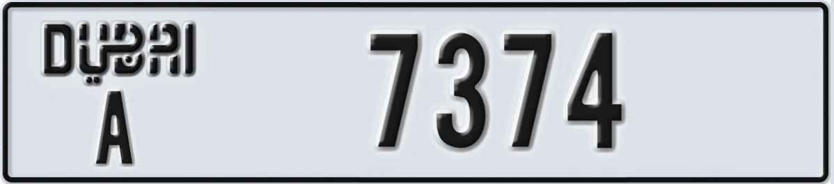 UAE License Plate Dubai A 7374