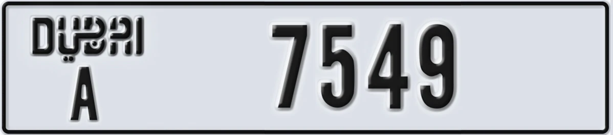 UAE License Plate Dubai A 7549