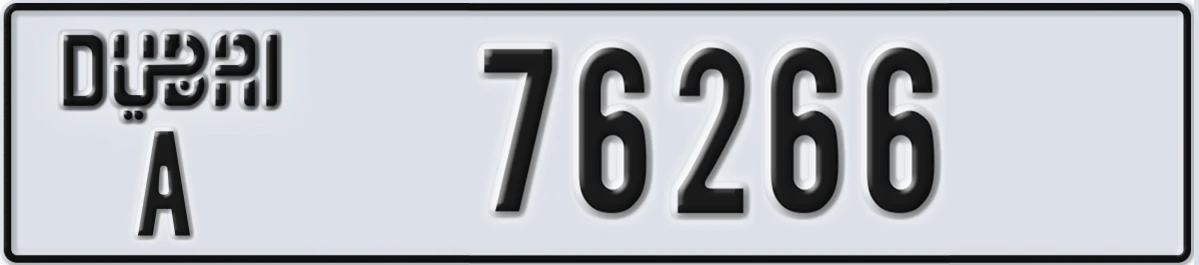 UAE License Plate Dubai A 76266