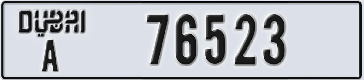 UAE License Plate Dubai A 76523