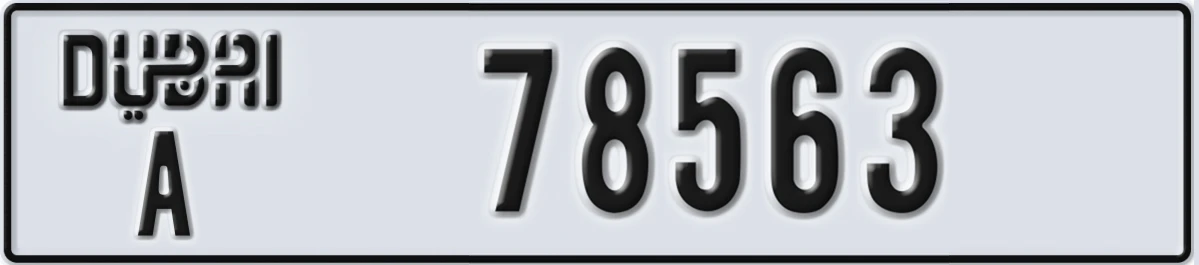 UAE License Plate Dubai A 78563