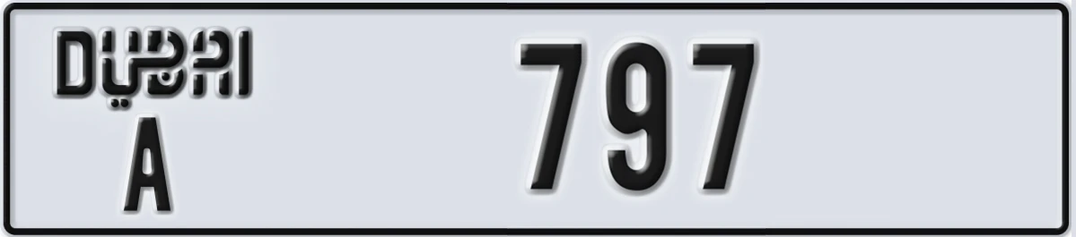 UAE License Plate Dubai A 797