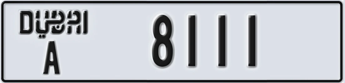 UAE License Plate Dubai A 8111X