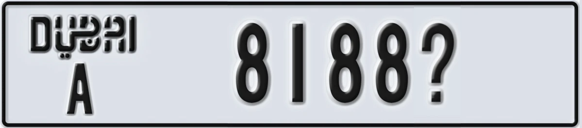UAE License Plate Dubai A 8188X