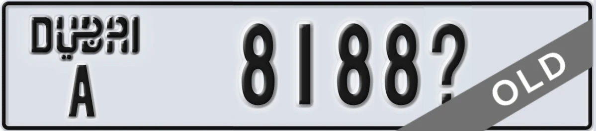 UAE License Plate Dubai A 8188X