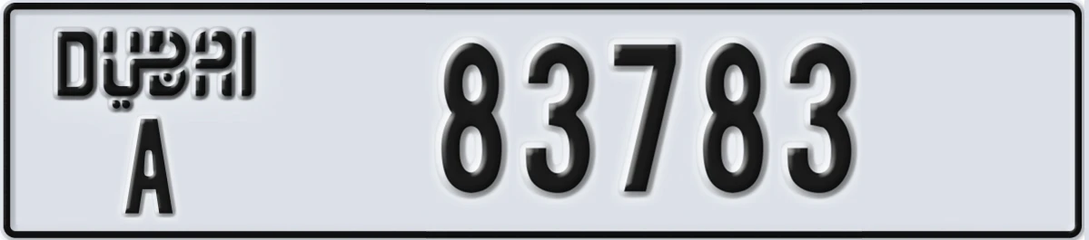 UAE License Plate Dubai A 83783