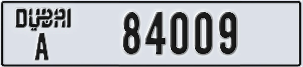 UAE License Plate Dubai A 84009