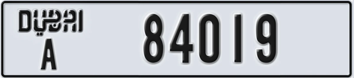 UAE License Plate Dubai A 84019