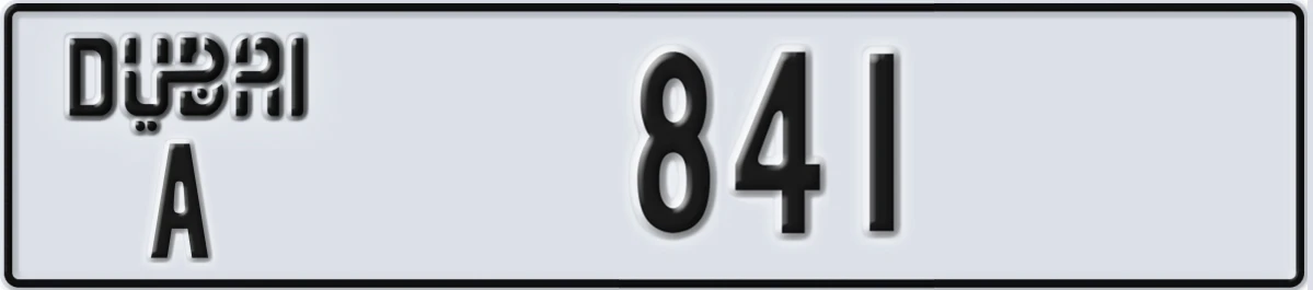 UAE License Plate Dubai A 841