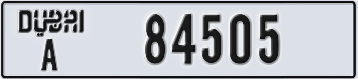 UAE License Plate Dubai A 84505