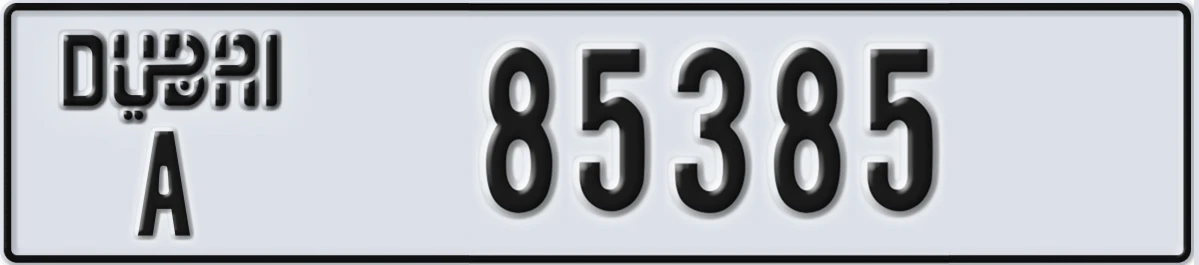 UAE License Plate Dubai A 85385