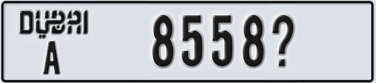 UAE License Plate Dubai A 8558X