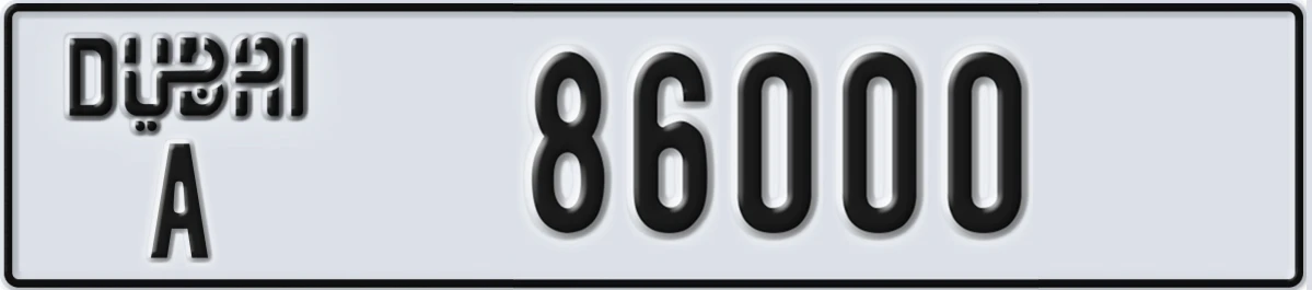 UAE License Plate Dubai A 86000
