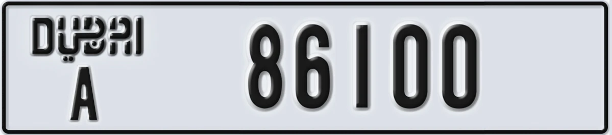 UAE License Plate Dubai A 86100