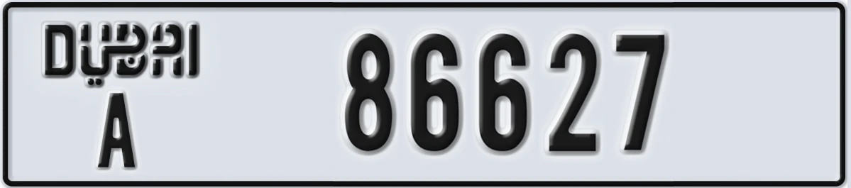 UAE License Plate Dubai A 86627