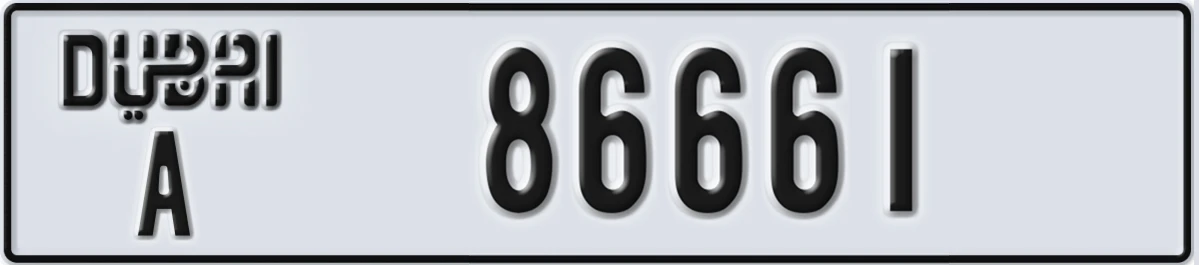 UAE License Plate Dubai A 86661