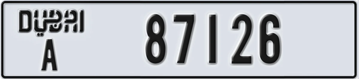 UAE License Plate Dubai A 87126