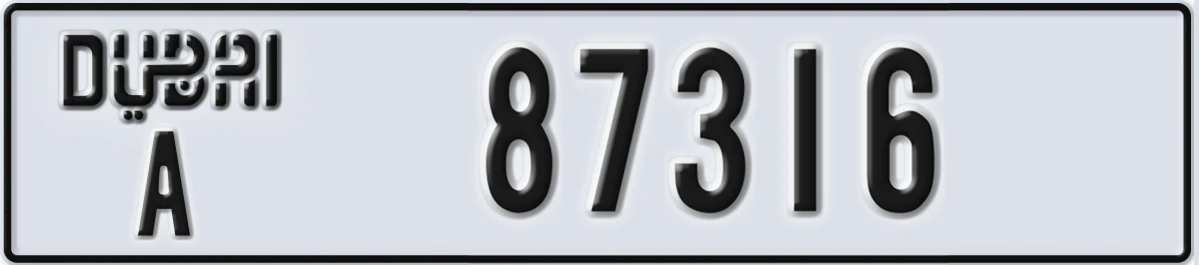 UAE License Plate Dubai A 87316