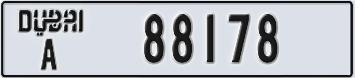 UAE License Plate Dubai A 88178
