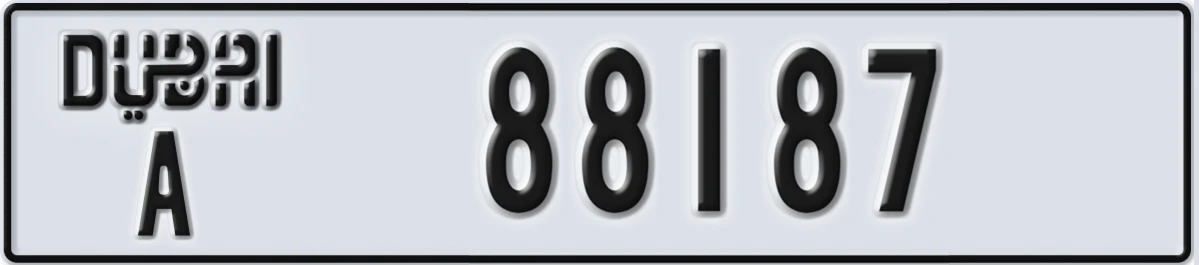 UAE License Plate Dubai A 88187