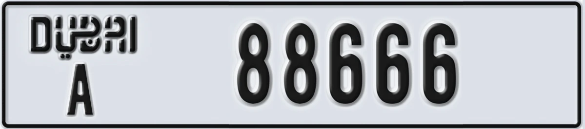 UAE License Plate Dubai A 88666