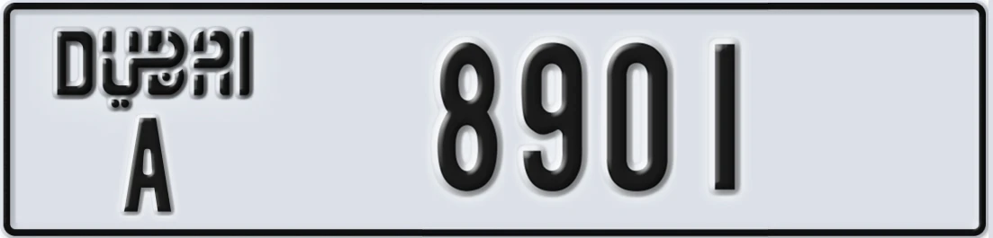 UAE License Plate Dubai A 8901X