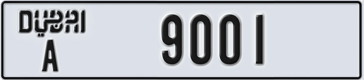 UAE License Plate Dubai A 9001
