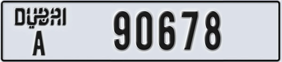 UAE License Plate Dubai A 90678